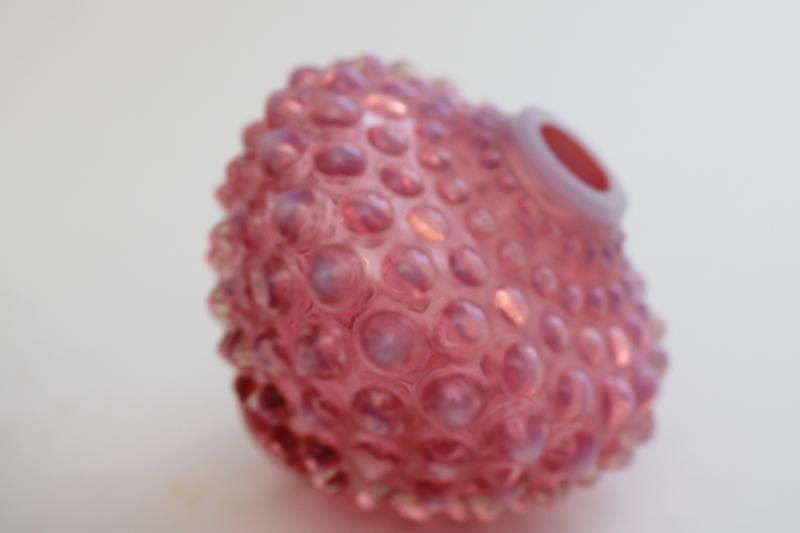 photo of Fenton cranberry opalescent hobnail glass for vintage lamp or upcycle project #3