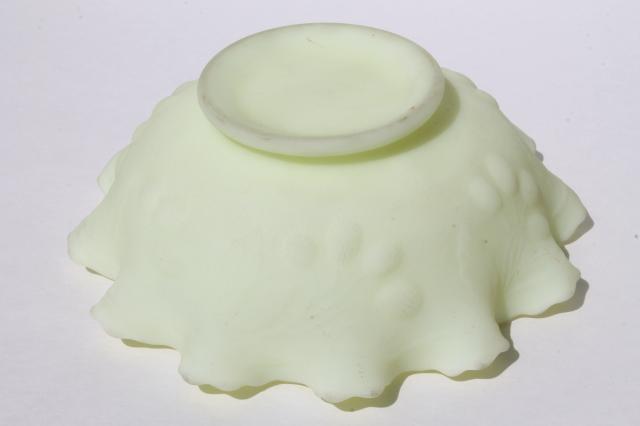 photo of Fenton custard satin frosted glass Persian medallion / cherry blackberry crimped ruffle bowl #3