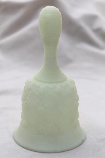 photo of Fenton daisy & button custard satin frosted glass collectible table bell #1