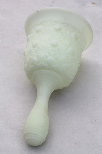 photo of Fenton daisy & button custard satin frosted glass collectible table bell #3