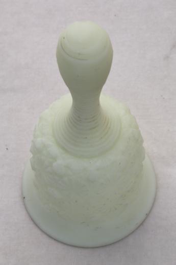 photo of Fenton daisy & button custard satin frosted glass collectible table bell #4