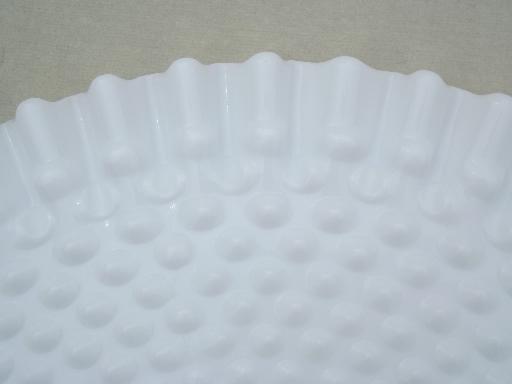 photo of Fenton hobnail milk glass cake stand, tiered sandwich plate w/ handle #5