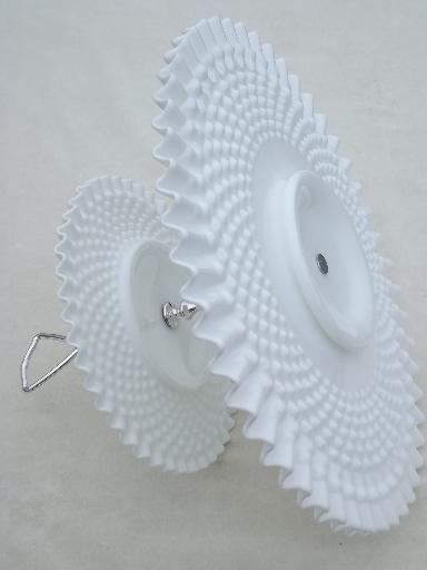 photo of Fenton hobnail milk glass cake stand, tiered sandwich plate w/ handle #7