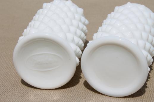 photo of Fenton hobnail milk glass salt & pepper shakers, shaker jars only - no lids #4