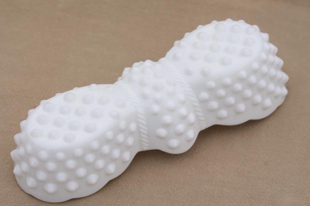 photo of Fenton hobnail pattern glass spoon holder, vintage milk glass spooner #4