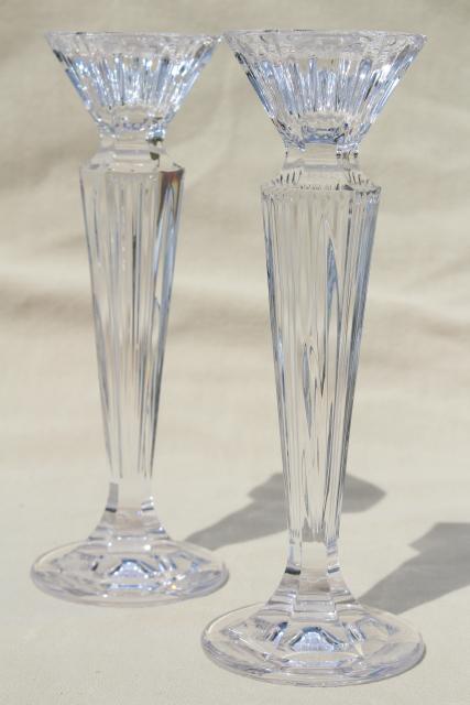 photo of Festivale Waterford Marquis cut crystal tall candlesticks, pair of candle holders #1