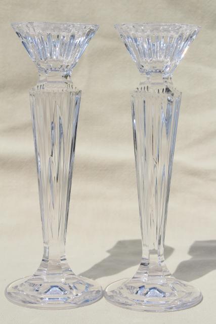 photo of Festivale Waterford Marquis cut crystal tall candlesticks, pair of candle holders #2