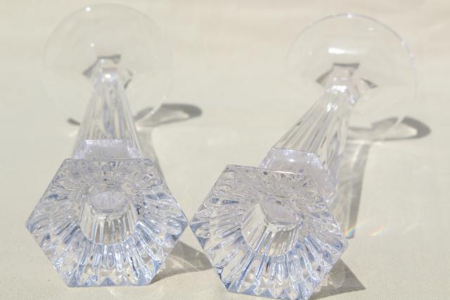 photo of Festivale Waterford Marquis cut crystal tall candlesticks, pair of candle holders #4