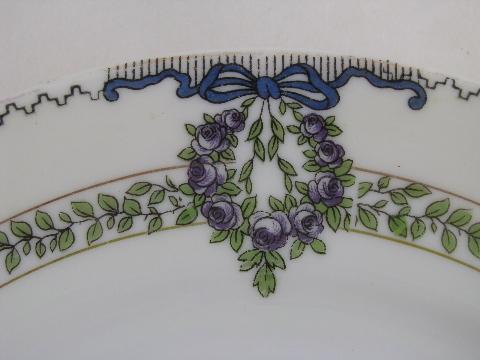 photo of Field china, vintage Japan, 8 salad plates w/ garlands of purple roses #3