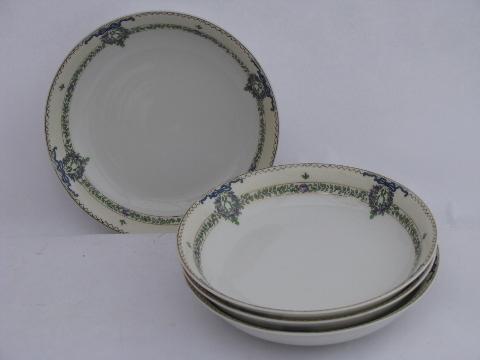 photo of Field china, vintage Japan, four soups, soup bowls w/ garlands of purple roses #1