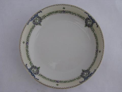 photo of Field china, vintage Japan, four soups, soup bowls w/ garlands of purple roses #2