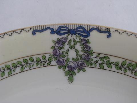 photo of Field china, vintage Japan, four soups, soup bowls w/ garlands of purple roses #4