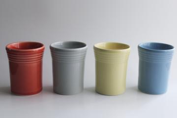 catalog photo of Fiesta Homer Laughlin tumblers, 6 oz size persimmon, periwinkle, pearl gray, yellow ivory 