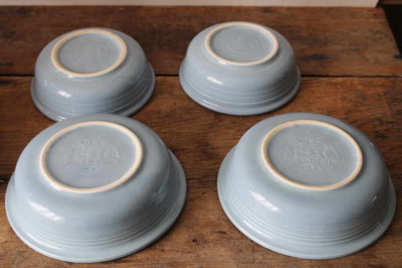 photo of Fiesta periwinkle blue dinnerware, set for two dinner plates bowls cups 1990s vintage Homer Laughlin  #3