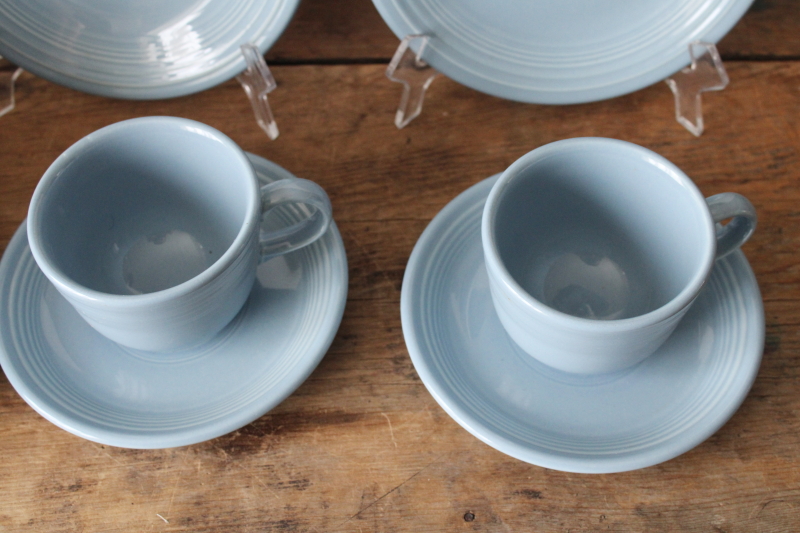 photo of Fiesta periwinkle blue dinnerware, set for two dinner plates bowls cups 1990s vintage Homer Laughlin  #8