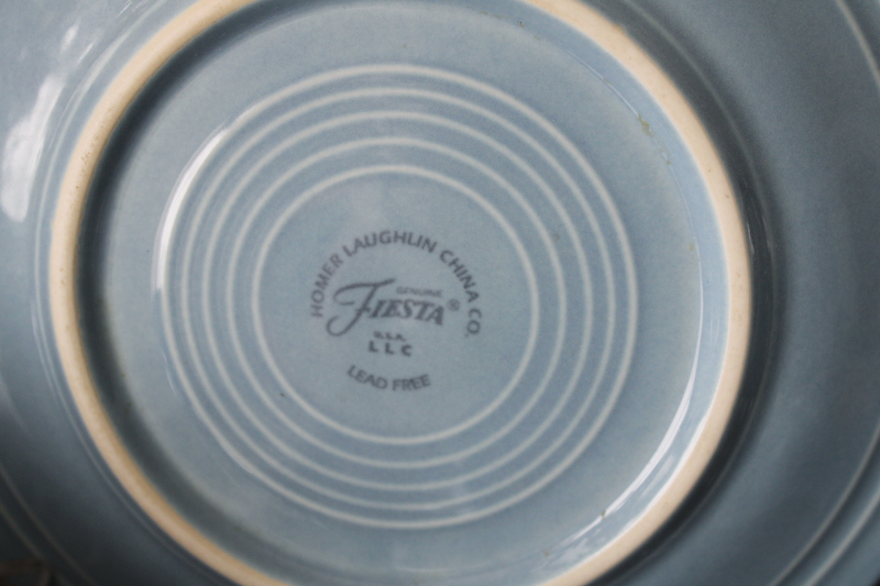 photo of Fiesta periwinkle blue dinnerware, set for two dinner plates bowls cups 1990s vintage Homer Laughlin  #10