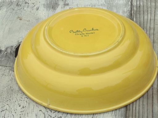 photo of Fiesta yellow vintage Betty Crocker pottery bowl, fiestaware mixing bowl #3