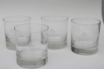 Finlandia vodka white logo drinking glasses, on the rocks lowball tumblers set