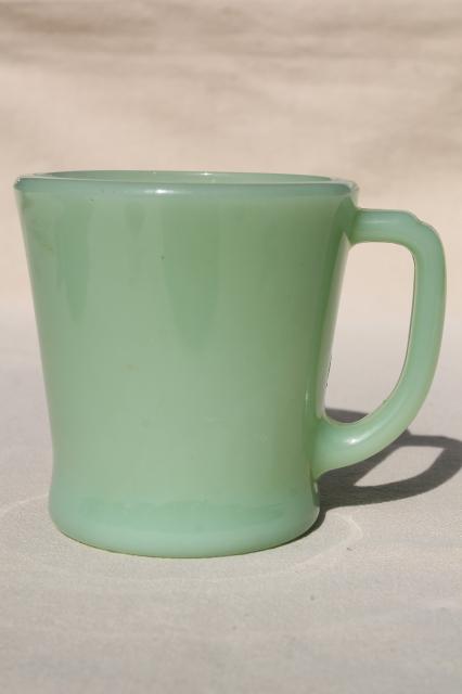 photo of Fire King Jadeite jadite green glass coffee mug, 1940s vintage coffee cup #1