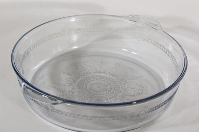 photo of Fire-King sapphire blue glass casserole dishes, large round pans w/ vintage Oven Glass label #2