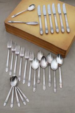 catalog photo of First Love 1847 Rogers Bros silver plate flatware, vintage silverware in box