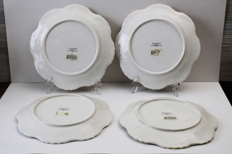 photo of Fitz and Floyd Bellacara dinner plates, vintage F&F ceramic folk art birds flowers pattern  #7