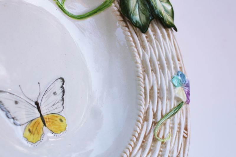 photo of Fitz and Floyd Classics botanical butterfly sculpted leaves large ceramic bowl #2