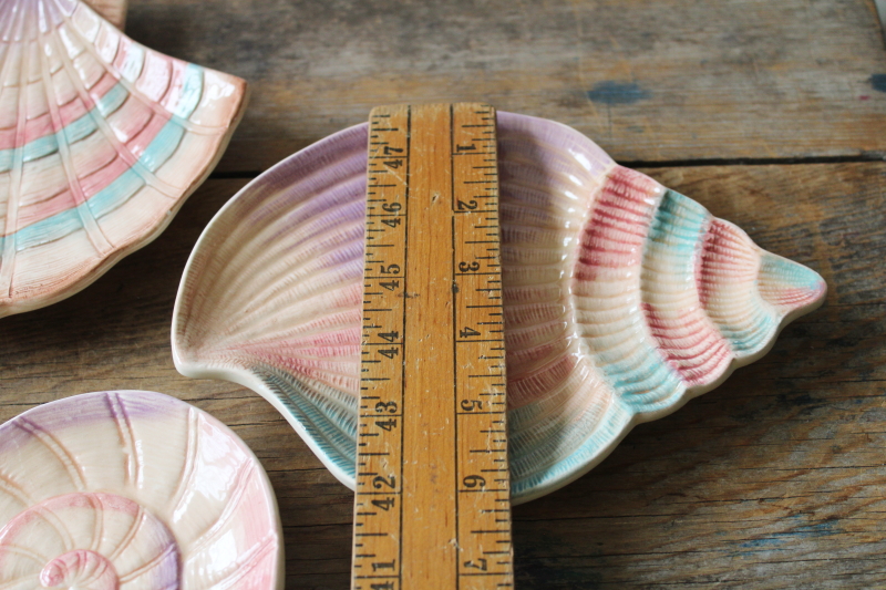 photo of Fitz & Floyd Omnibus ceramic sea shell plates, trio of different shells 1990s vintage original labels  #4