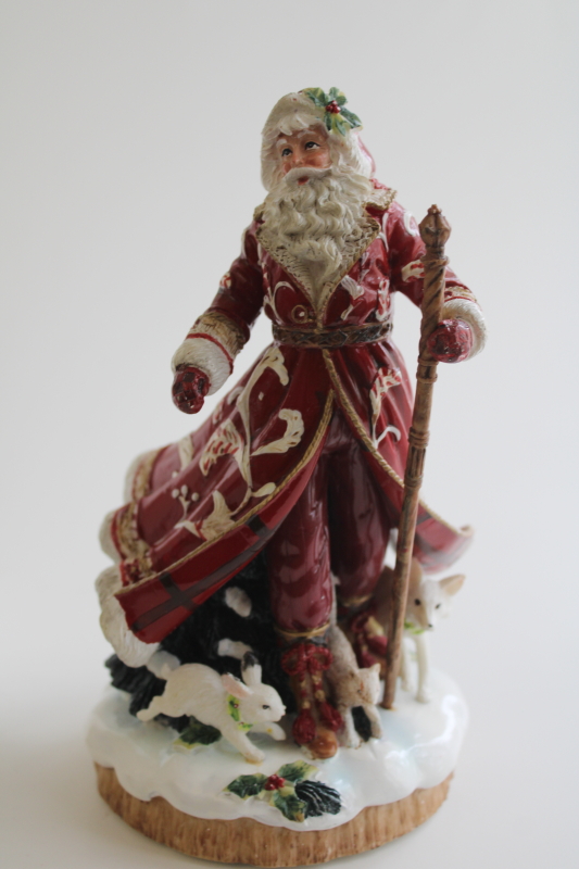 photo of Fitz & Floyd Town and Country Santa ceramic figurine, music box plays O Come All Ye Faithful  #4