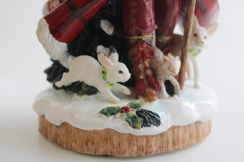 photo of Fitz & Floyd Town and Country Santa ceramic figurine, music box plays O Come All Ye Faithful  #5