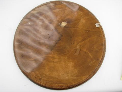 photo of Flemish art woodburned wood tray plate, vintage pyrography #4