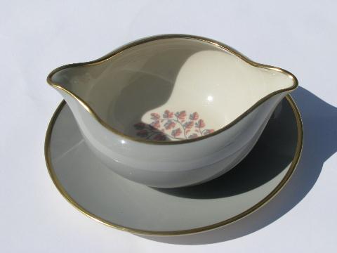 photo of Flintridge china Miramar shape gravy or sauce bowl w/ attached underplate #1