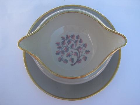 photo of Flintridge china Miramar shape gravy or sauce bowl w/ attached underplate #3