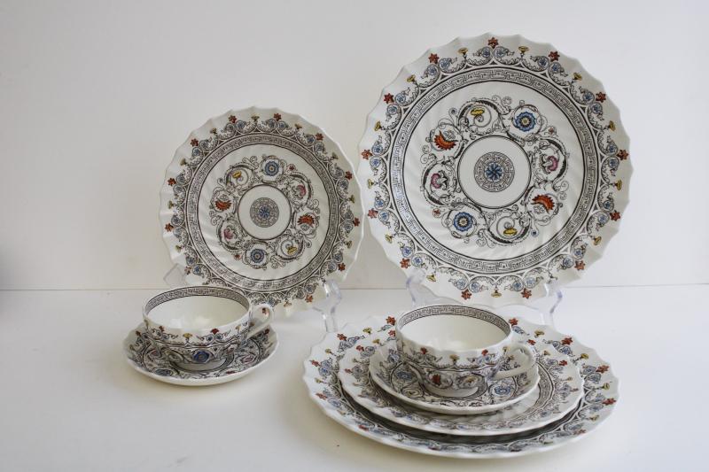 photo of Florence pattern Spode china, vintage salad & dinner plates, cups & saucers #1