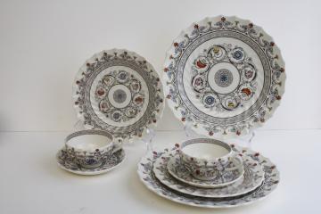 catalog photo of Florence pattern Spode china, vintage salad & dinner plates, cups & saucers