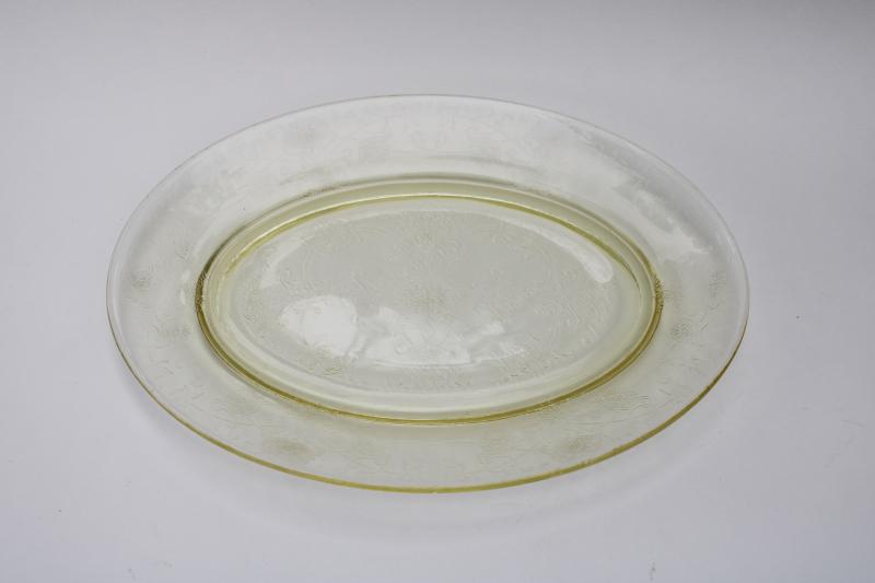 photo of Florentine 2 Hazel Atlas amber yellow depression glass platter 1930s vintage #1