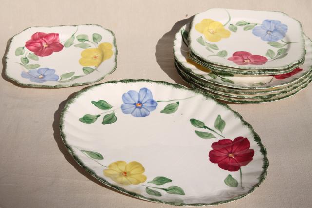 photo of Flower Ring hand painted vintage Blue Ridge china Southern Pottery plates & platter #1