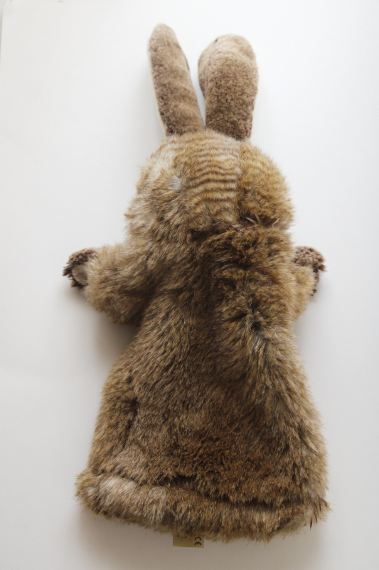 photo of Folkmanis puppets, big furry bunny & small Dutch belted rabbit stuffed plush toys  #4