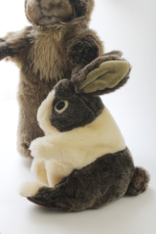 photo of Folkmanis puppets, big furry bunny & small Dutch belted rabbit stuffed plush toys  #5