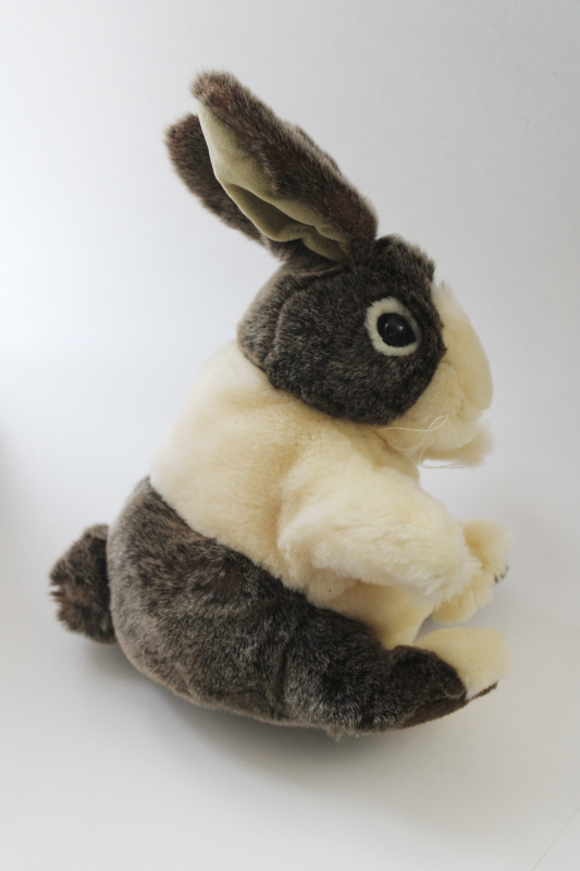 photo of Folkmanis puppets, big furry bunny & small Dutch belted rabbit stuffed plush toys  #9