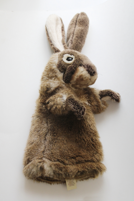 photo of Folkmanis puppets, big furry bunny & small Dutch belted rabbit stuffed plush toys  #11