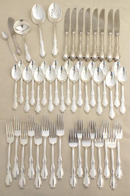 photo of Fontana Towle sterling silver flatware, vintage silverware set for 8, extra teaspoons, serving pieces #12