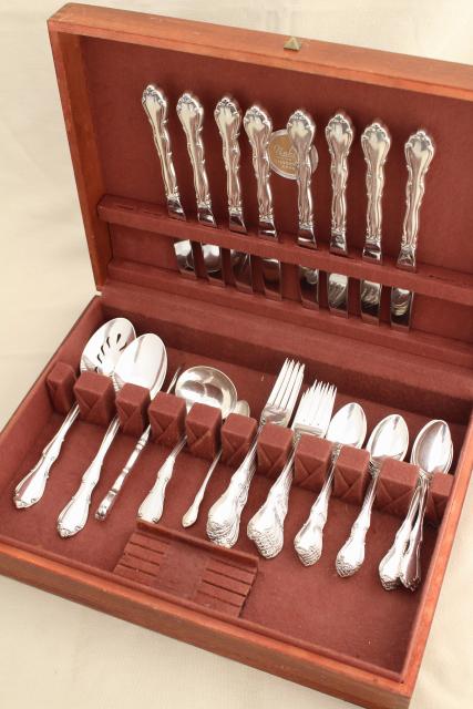photo of Fontana Towle sterling silver flatware, vintage silverware set for 8, extra teaspoons, serving pieces #16