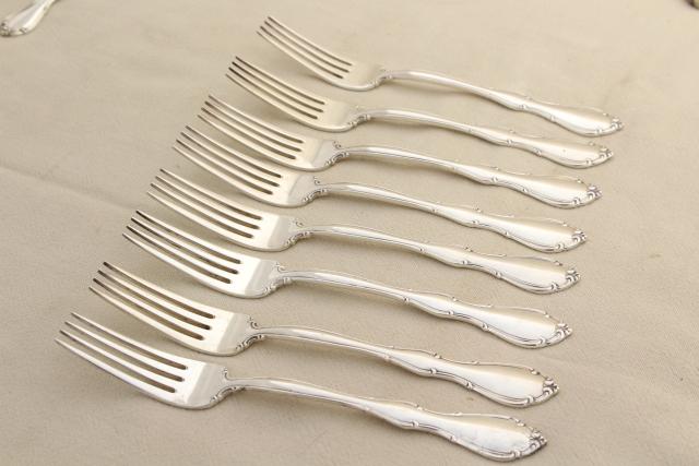 photo of Fontana Towle sterling silver flatware, vintage silverware set for 8, extra teaspoons, serving pieces #18