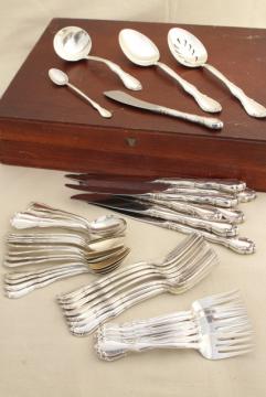 catalog photo of Fontana Towle sterling silver flatware, vintage silverware set for 8, extra teaspoons, serving pieces