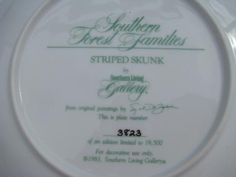 photo of Forest Families skunk, deer, rabbit, bobcat collector's plates, Southern Living #3