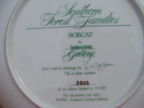 photo of Forest Families skunk, deer, rabbit, bobcat collector's plates, Southern Living #5