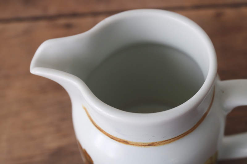 photo of Forest Glen 70s vintage brown & yellow flowers creamer or milk pitcher, Lambeth Stoneware Royal Doulton #2