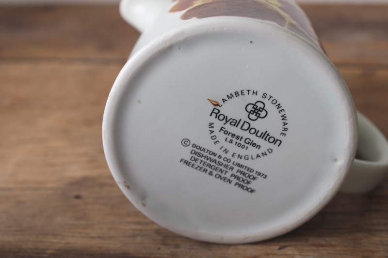 photo of Forest Glen 70s vintage brown & yellow flowers creamer or milk pitcher, Lambeth Stoneware Royal Doulton #4