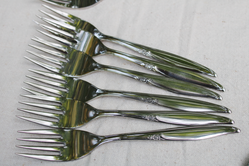 photo of Forever Rose vintage Oneida Kenwood USA stainless flatware, floral pattern silverware  #2